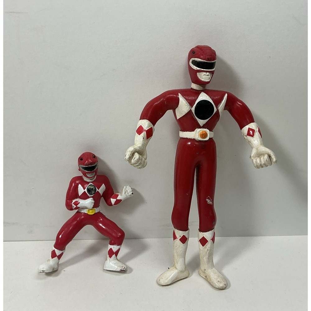 1994 Mighty Morphin Power Rangers Saban RED Bendable 5in & PVC 3in Figure